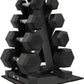 Rubber Coated Hex Dumbbell Weight Set and Storage Rack, 100LB Set or 150LB Set, 5-20 lbs Pairs or 5-25 lbs Pairs