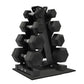 Rubber Coated Hex Dumbbell Weight Set and Storage Rack, 100LB Set or 150LB Set, 5-20 lbs Pairs or 5-25 lbs Pairs