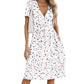 NILOUFO Women's Summer Casual Dress Short Sleeve Wrap V Neck Midi Dresses with Pockets
