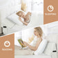 Full Size Bed Wedge Pillow for Headboard – Foldable Mattress Gap Filler (0–8"), Converts to Backrest, Prevents Pillow Slipping, Reversible Dual-Side Pockets, Washable Cover, White (54"x10"x6")