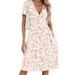 NILOUFO Women's Summer Casual Dress Short Sleeve Wrap V Neck Midi Dresses with Pockets