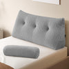 Z-hom Large Wedge Pillow Headboard, King Triangular Headboard Pillow, Reading Pillow Bed with a Roll Pillow for Bed Sitting Up Sleeping, Backrest Cushion Headboard Gap Pillow for Back,Beige