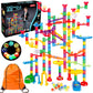 Meland Marble Run - 132Pcs Marble Maze Game Building Toy for Kid, Marble Track Race Set & STEM Learning Toys for Boy Girl Age 3 4 5 6 7 8 9+ (102 Translucent Marbulous Pcs & 30 Glass Marbles)