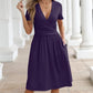NILOUFO Women's Summer Casual Dress Short Sleeve Wrap V Neck Midi Dresses with Pockets