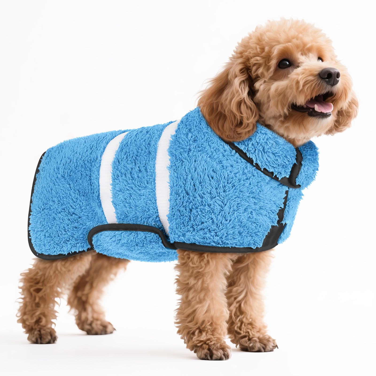 Bienbee Dog Bathrobe, Quick Drying Super Absorbent Dog Robes for After Bath, Warm Keeping Dogs Towel, Dogs Bath Supplies, Dark Blue XL