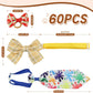 60 Pieces Dog Bow Tie Collars Dog Hair Bows Set Include 40 Small Dogs Hair Bows 10 Puppy Bowties 10 Collars Bow Adjustable Pet Ties Neck Grooming for Small Medium Pets Cats Accessories Supply