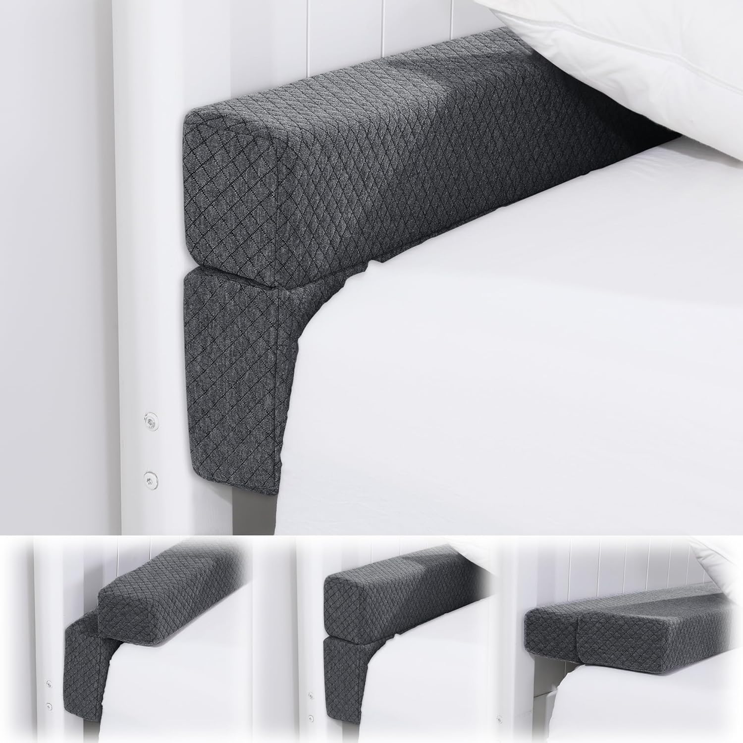 BALAPET Flodable Pillow for Headboard Gap,Bed Gap Filler Queen Size,Adjustable Bed Wedge Pillow for Headboard,Rectangular Bed Gap Filler,Foam Mattress Gap Filler(Gray,King)