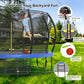 Large Outdoor Trampoline with Basketball Hoop, 10-16FT with Lights for Kids and Adults, Recreational Trampoline with Sprinkler and Stakes