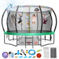 Large Outdoor Trampoline with Basketball Hoop, 10-16FT with Lights for Kids and Adults, Recreational Trampoline with Sprinkler and Stakes