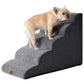 EHEYCIGA Curved Dog Stairs Ramp for High Beds 19.7" H, 4-Step Dog Steps for Small Dogs and Cats, Pet Stairs for High Bed Climbing, Non-Slip Balanced Pet Step Indoor, Grey