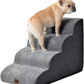 EHEYCIGA Curved Dog Stairs Ramp for High Beds 19.7" H, 4-Step Dog Steps for Small Dogs and Cats, Pet Stairs for High Bed Climbing, Non-Slip Balanced Pet Step Indoor, Grey