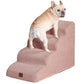 EHEYCIGA Curved Dog Stairs Ramp for High Beds 19.7" H, 4-Step Dog Steps for Small Dogs and Cats, Pet Stairs for High Bed Climbing, Non-Slip Balanced Pet Step Indoor, Grey