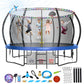 Large Outdoor Trampoline with Basketball Hoop, 10-16FT with Lights for Kids and Adults, Recreational Trampoline with Sprinkler and Stakes