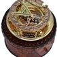Personalized Engraved Antique Brass & Copper Sundial Compass, Sundial Clock in Leather Box Gift Sun Clock Ship Replica Watch