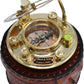 Personalized Engraved Antique Brass & Copper Sundial Compass, Sundial Clock in Leather Box Gift Sun Clock Ship Replica Watch