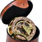 Personalized Engraved Antique Brass & Copper Sundial Compass, Sundial Clock in Leather Box Gift Sun Clock Ship Replica Watch