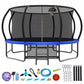 Large Outdoor Trampoline with Basketball Hoop, 10-16FT with Lights for Kids and Adults, Recreational Trampoline with Sprinkler and Stakes