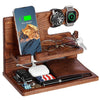 Fathers Day Dad Gifts from Daughter Son Wife, Wood Phone Docking Station with Drawer, Birthday Anniversary Men Him Husband Boyfriend Gifts from Girlfriend, Mens Nightstand Organizer Presents Ideas