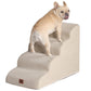 EHEYCIGA Curved Dog Stairs Ramp for High Beds 19.7" H, 4-Step Dog Steps for Small Dogs and Cats, Pet Stairs for High Bed Climbing, Non-Slip Balanced Pet Step Indoor, Grey
