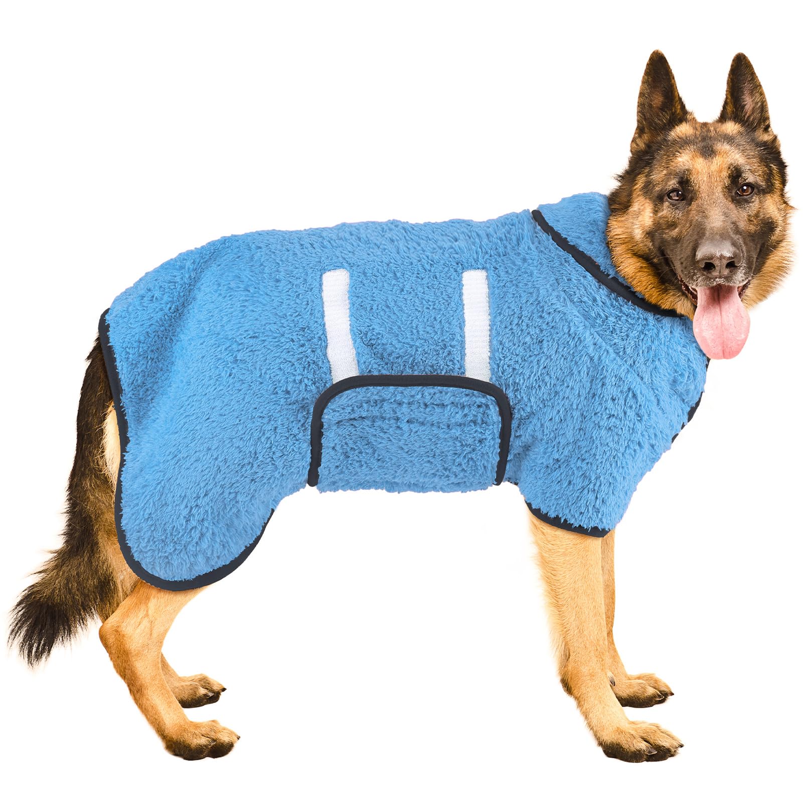 Bienbee Dog Bathrobe, Quick Drying Super Absorbent Dog Robes for After Bath, Warm Keeping Dogs Towel, Dogs Bath Supplies, Dark Blue XL