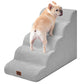 EHEYCIGA Curved Dog Stairs Ramp for High Beds 19.7" H, 4-Step Dog Steps for Small Dogs and Cats, Pet Stairs for High Bed Climbing, Non-Slip Balanced Pet Step Indoor, Grey