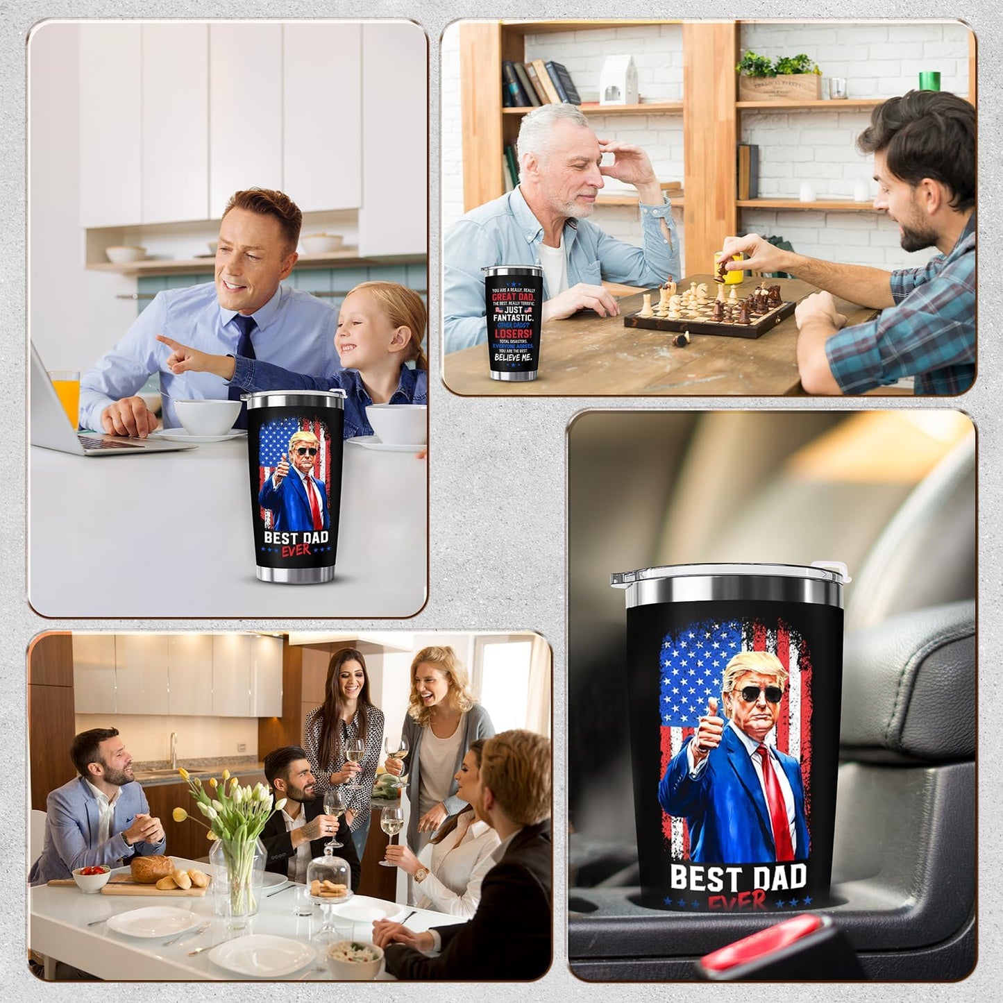 ZAGKOO Gifts for Dad from Daughter, Son, Wife on Fathers Day - Funny Best Dad Ever Gag Gifts for Men, Papa, Stepfather - Cool Birthday, Christmas Gift Ideas - 20oz Coffee Tumbler Cup