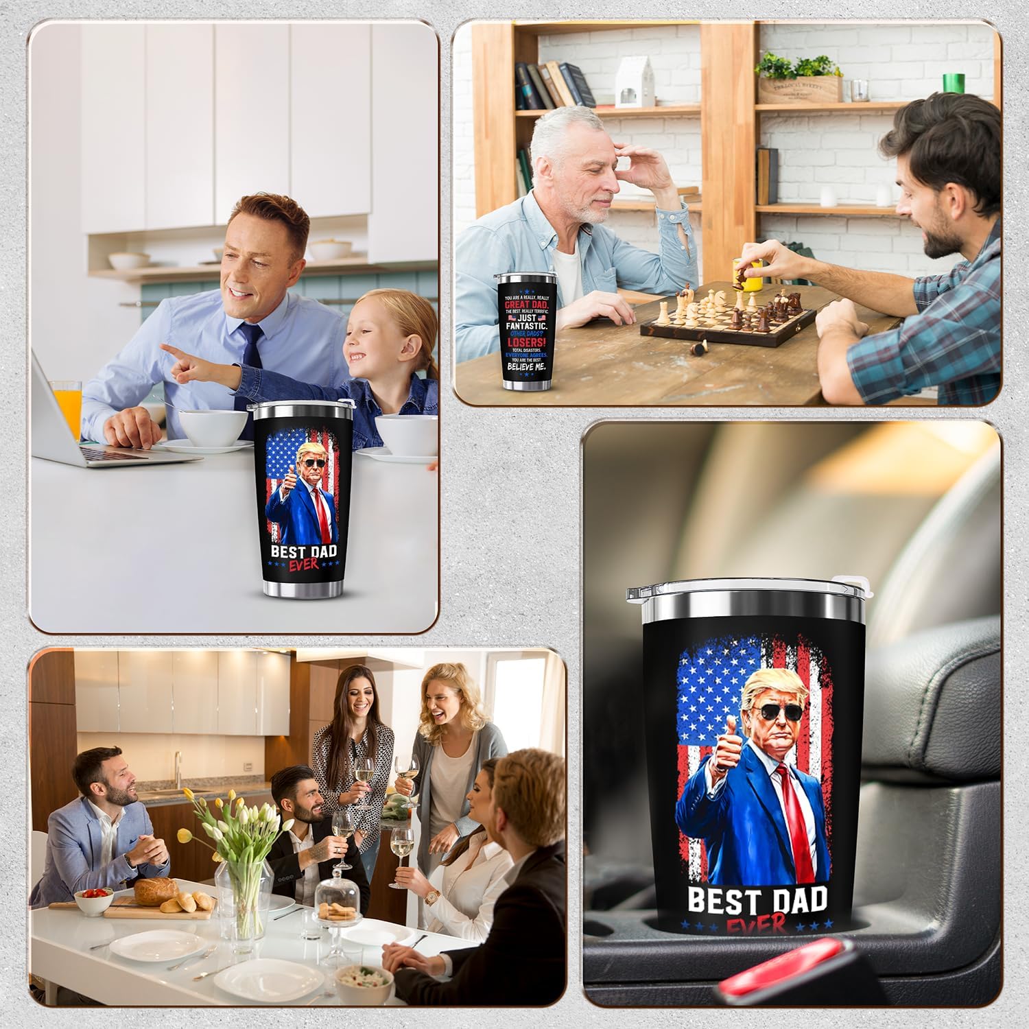 ZAGKOO Gifts for Dad from Daughter, Son, Wife on Fathers Day - Funny Best Dad Ever Gag Gifts for Men, Papa, Stepfather - Cool Birthday, Christmas Gift Ideas - 20oz Coffee Tumbler Cup