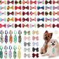 60 Pieces Dog Bow Tie Collars Dog Hair Bows Set Include 40 Small Dogs Hair Bows 10 Puppy Bowties 10 Collars Bow Adjustable Pet Ties Neck Grooming for Small Medium Pets Cats Accessories Supply