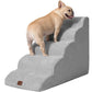 EHEYCIGA Curved Dog Stairs Ramp for High Beds 19.7" H, 4-Step Dog Steps for Small Dogs and Cats, Pet Stairs for High Bed Climbing, Non-Slip Balanced Pet Step Indoor, Grey
