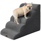 EHEYCIGA Curved Dog Stairs Ramp for High Beds 19.7" H, 4-Step Dog Steps for Small Dogs and Cats, Pet Stairs for High Bed Climbing, Non-Slip Balanced Pet Step Indoor, Grey