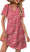 WIHOLL Dresses for Women 2025 Casual Summer V Neck Wedding Guest Dress Short Sleeve Fashion Beach Vacation Clothes