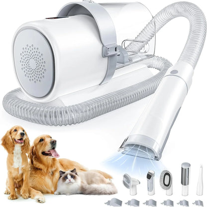 Dog Grooming Vacuum Kit with Cordless Clippers, 2.5L Cup, 3 Suction Modes, and 5 Grooming Tools, Trimmer for Shedding Pet Hair
