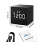 Digital Alarm Clock, with Wooden Electronic LED Time Display, 3 Alarm, 2.5-Inch Cubic Small Mini Wood Made Electric Clocks for Bedroom, Bedside, Desk, Black