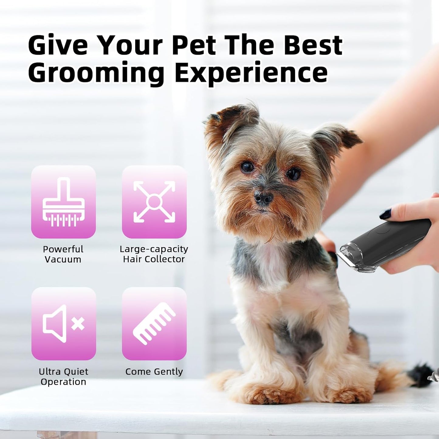 Professional Pet Vacuum Groomer: Dog Grooming Kits with Vacuum, Vacuum Pet Groomer Kit, Dog Hair Clipper Vacuum Groomer, Fur Vacuum Brush Groomer…