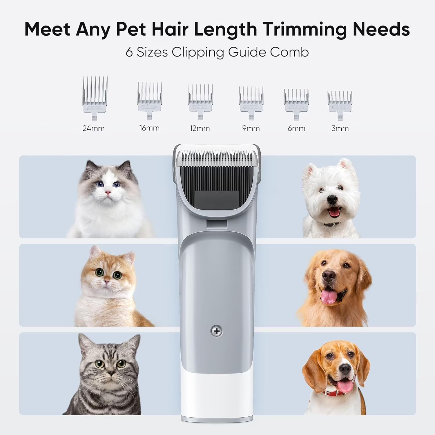 Dog Grooming Vacuum Kit with Cordless Clippers, 2.5L Cup, 3 Suction Modes, and 5 Grooming Tools, Trimmer for Shedding Pet Hair