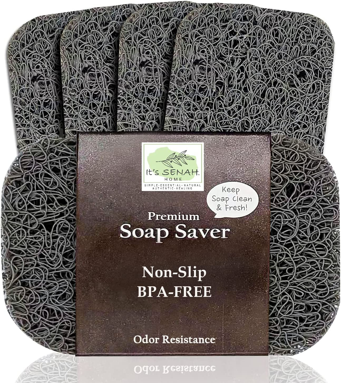 |4Pack| Keep Soap Clean & Fresh Bathroom Soap Dishes, Soap Saver Set | Eco-Friendly, Recyclable | Flexible & Durable Soap Lift | Bpa-Free, Non-Slip Bath Soap Holders