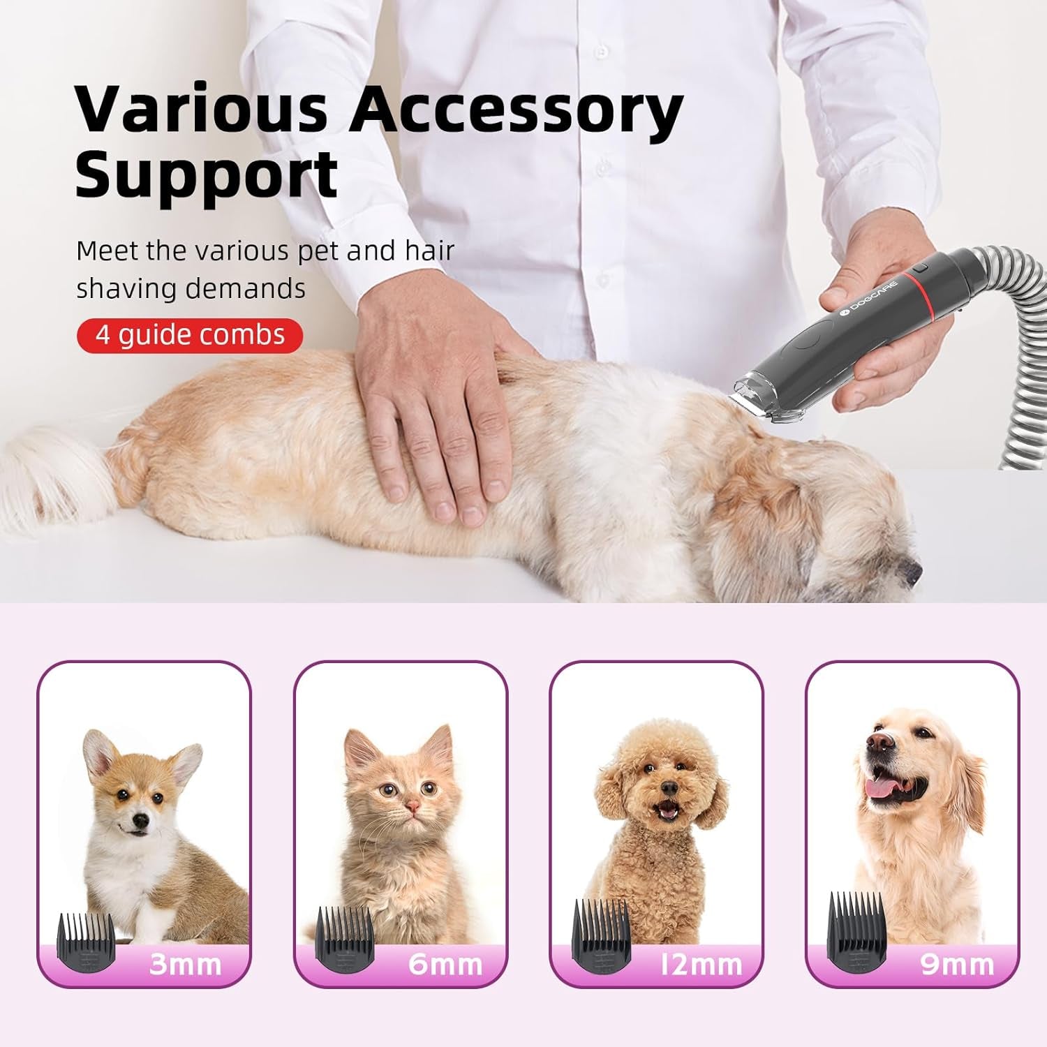 Professional Pet Vacuum Groomer: Dog Grooming Kits with Vacuum, Vacuum Pet Groomer Kit, Dog Hair Clipper Vacuum Groomer, Fur Vacuum Brush Groomer…