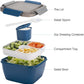 Salad Lunch Container to Go, 52-Oz Salad Bowls with 3 Compartments, Salad Dressings Container for Salad Toppings, Snacks, Men, Women (Blue)