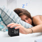 Digital Alarm Clock, with Wooden Electronic LED Time Display, 3 Alarm, 2.5-Inch Cubic Small Mini Wood Made Electric Clocks for Bedroom, Bedside, Desk, Black